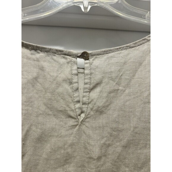 Rosemarine Beige Tan Linen Shift Tunic Dress Sand Italy Lace Size Large Crochet - Picture 6 of 7